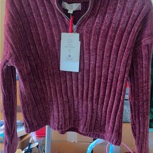 Pink Rose Deep Burgundy Ribbed youth Top